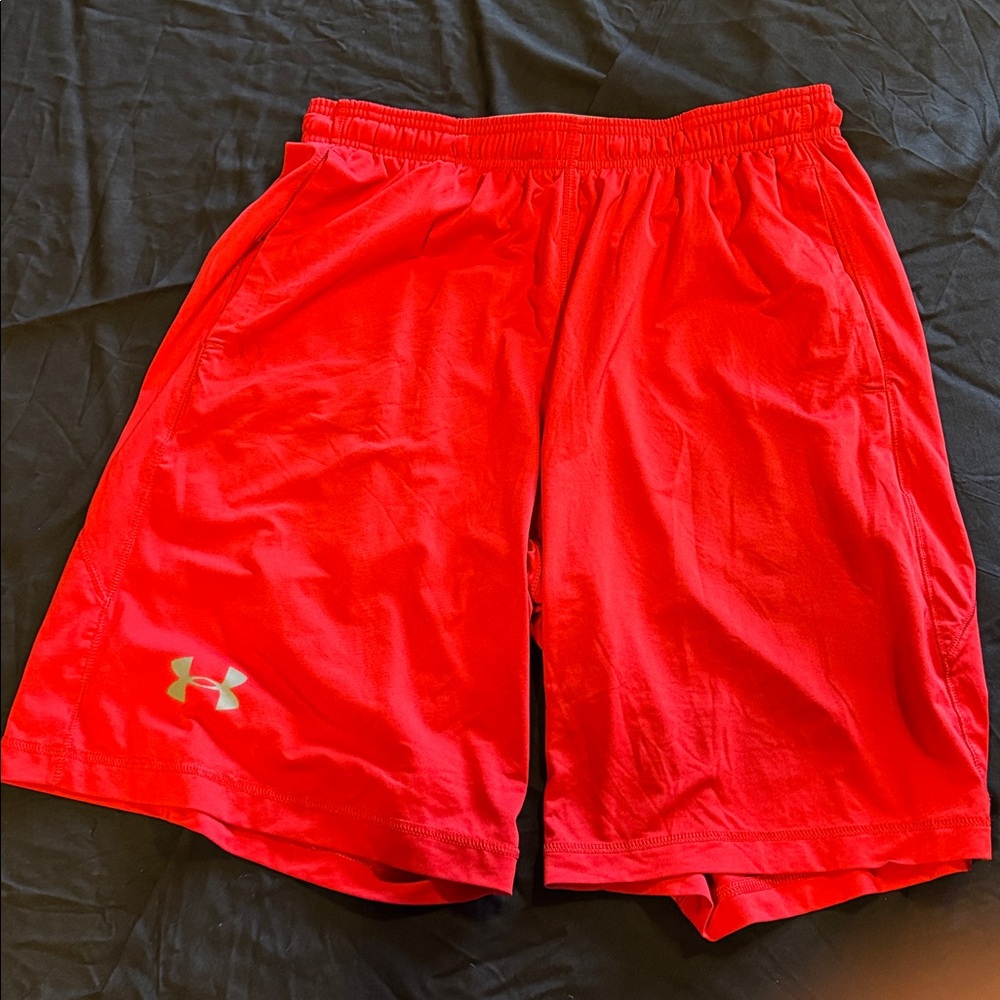 Under Armour Bright Red Sports Shorts, size LG